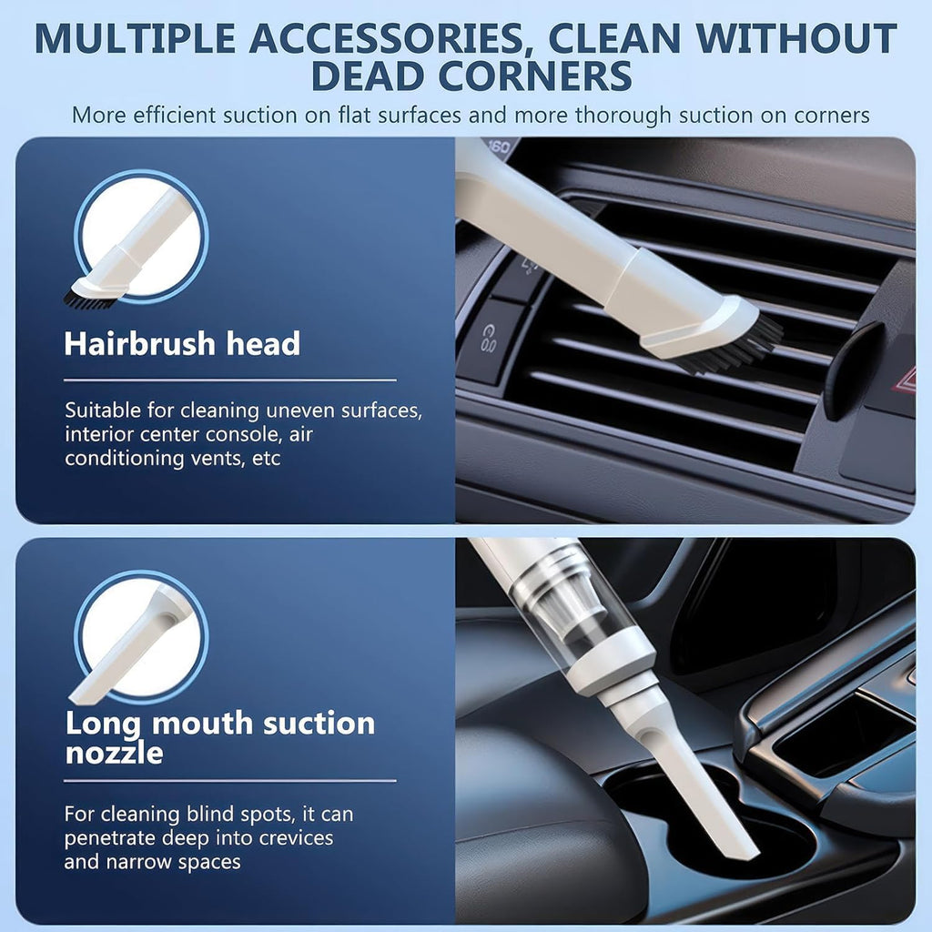Wireless Car Vacuum Cleaner 2 in 1 - Portable and Handheld High Power Rechargeable Vacuum Cleaner for Car for Wet and Dry CarCleaning 2 in 1 DC 12V