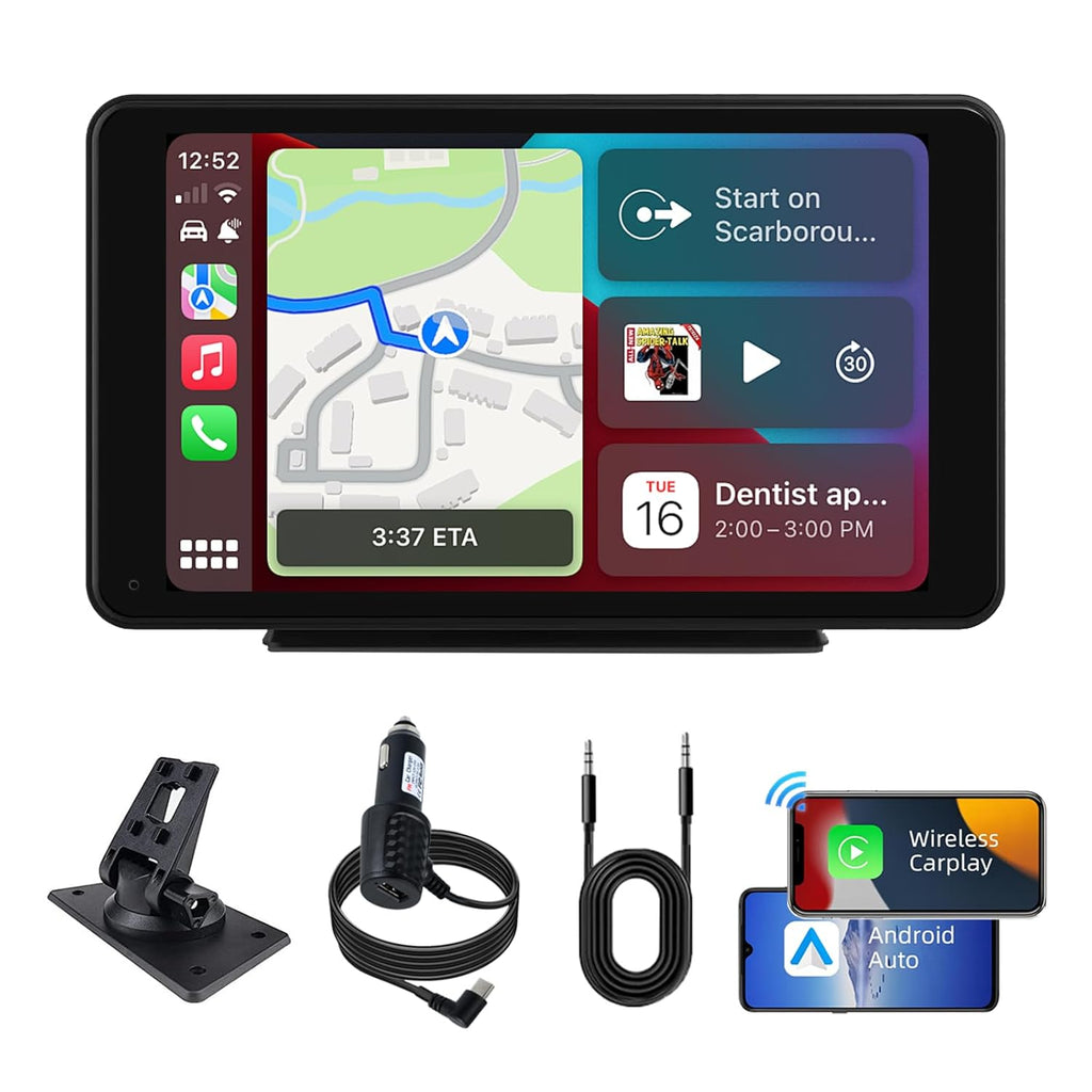 7 Inch Full HD 1080P Touch Screen Android 9.1, Ultra IPS Display, Car Multimedia Player with 1GB RAM/16GB ROM/Bluetooth/WiFi/HiFi Audio