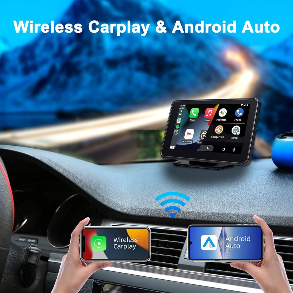 7 Inch Full HD 1080P Touch Screen Android 9.1, Ultra IPS Display, Car Multimedia Player with 1GB RAM/16GB ROM/Bluetooth/WiFi/HiFi Audio