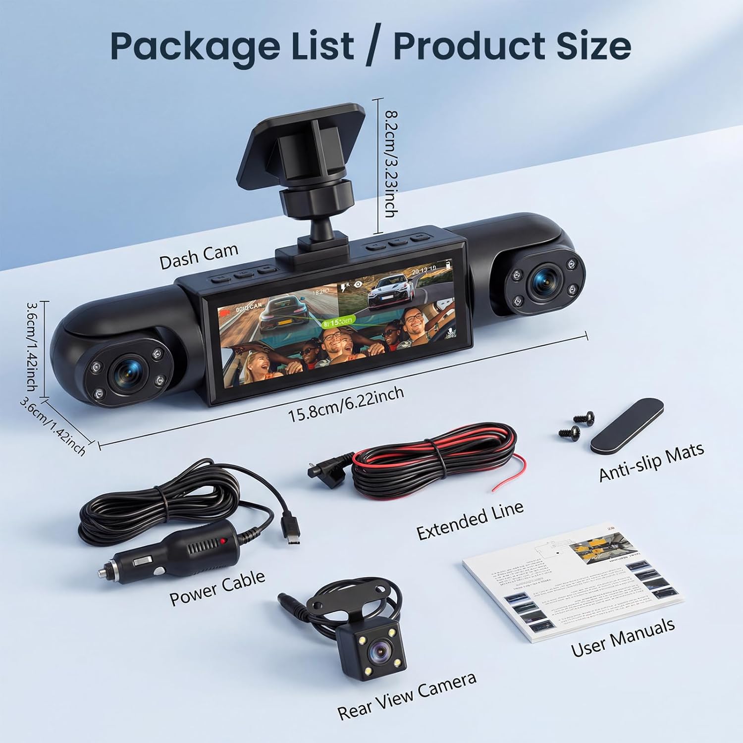 4 Channel 360° Dash Camera Front and Rear Inside Left Right, Dash Cam for Cars, Built-in Night Vision, Sensitive Motion Detection 24/7 Recording Parking Mode Monitor Reversing