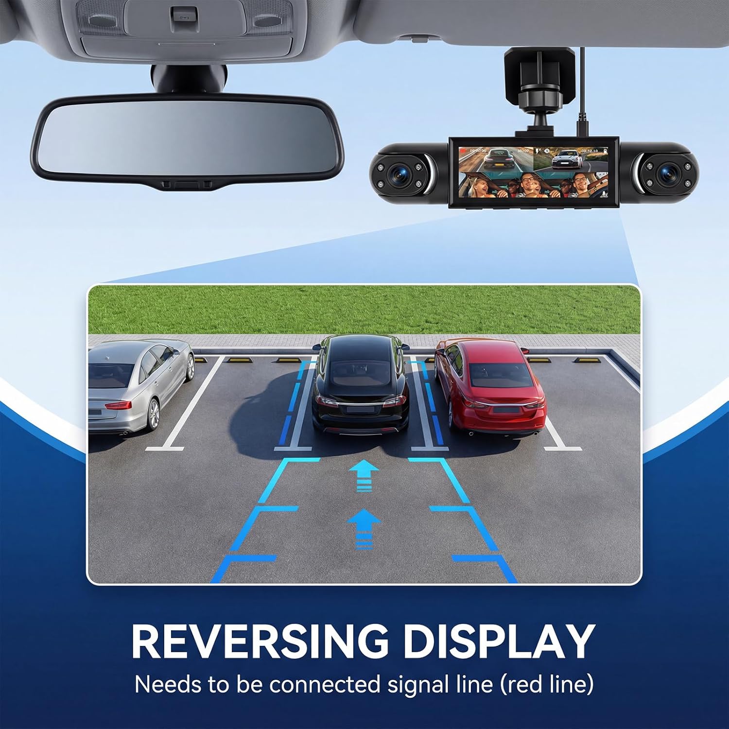 4 Channel 360° Dash Camera Front and Rear Inside Left Right, Dash Cam for Cars, Built-in Night Vision, Sensitive Motion Detection 24/7 Recording Parking Mode Monitor Reversing